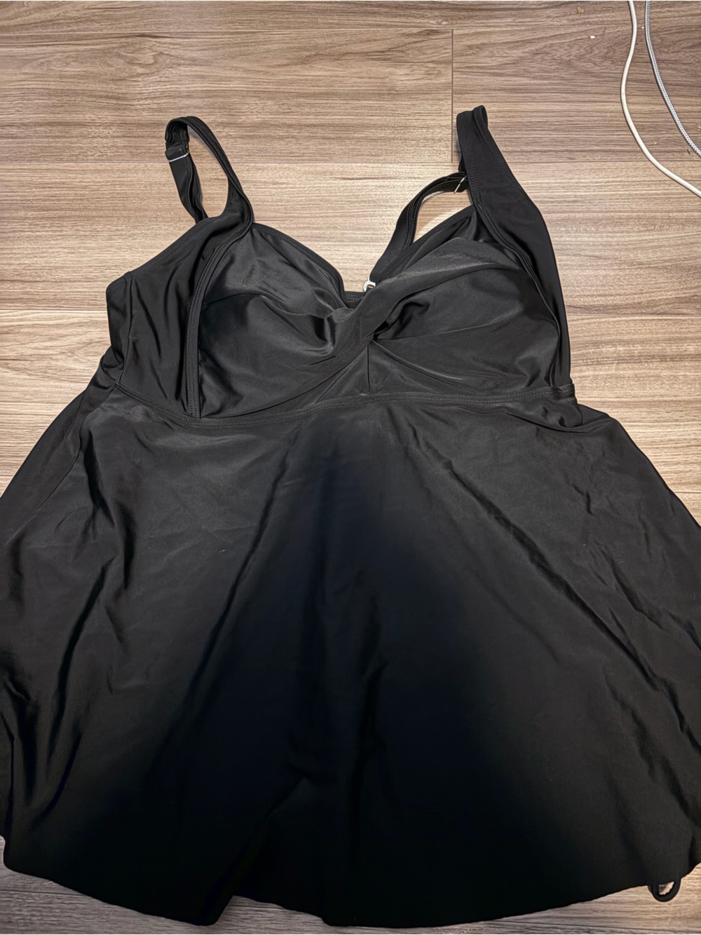 Black One-Piece Swimdress with Built-In Cups top not connected to bottoms